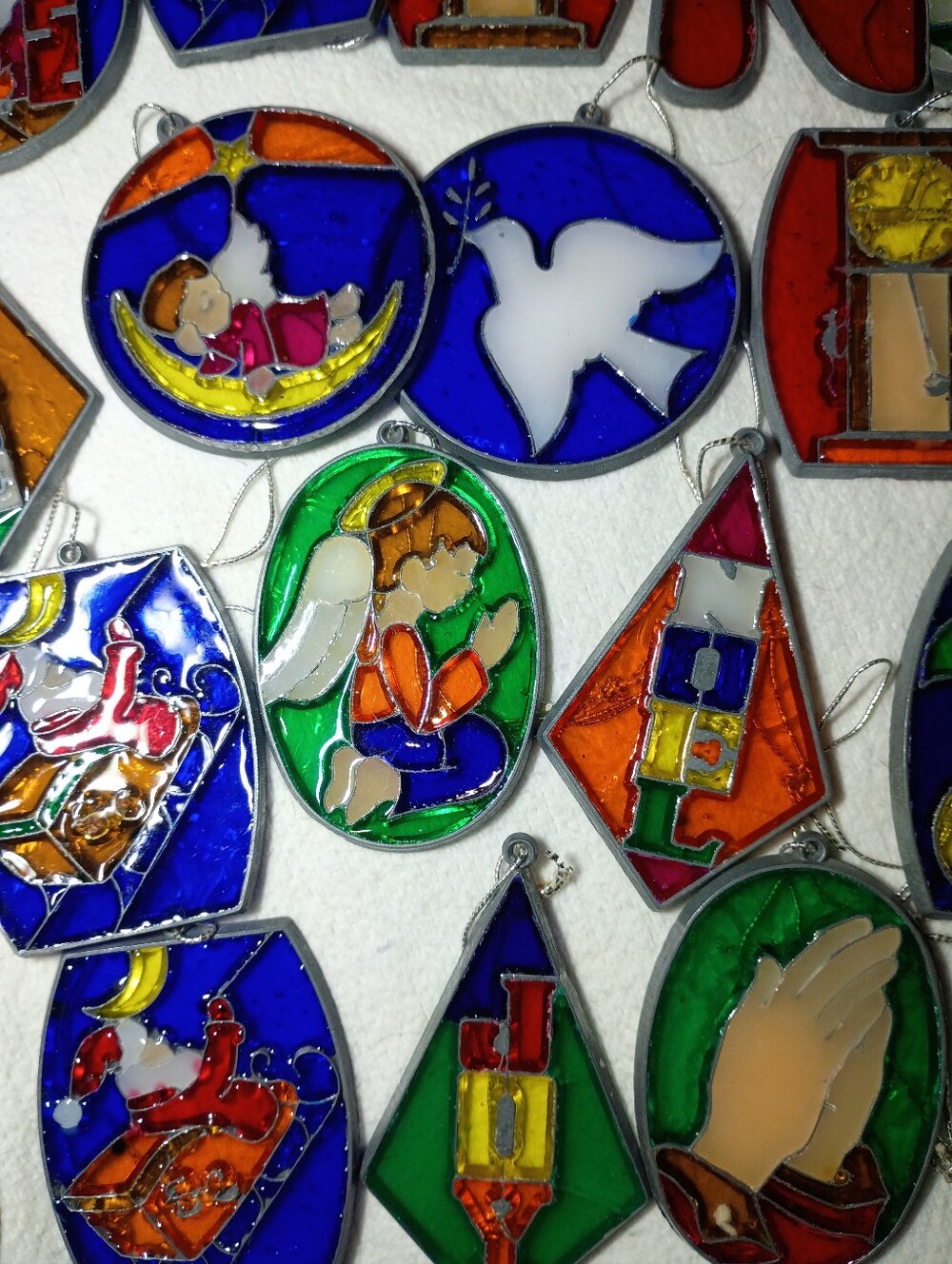 Christmas Stained Glass Ornaments Lot Of 24